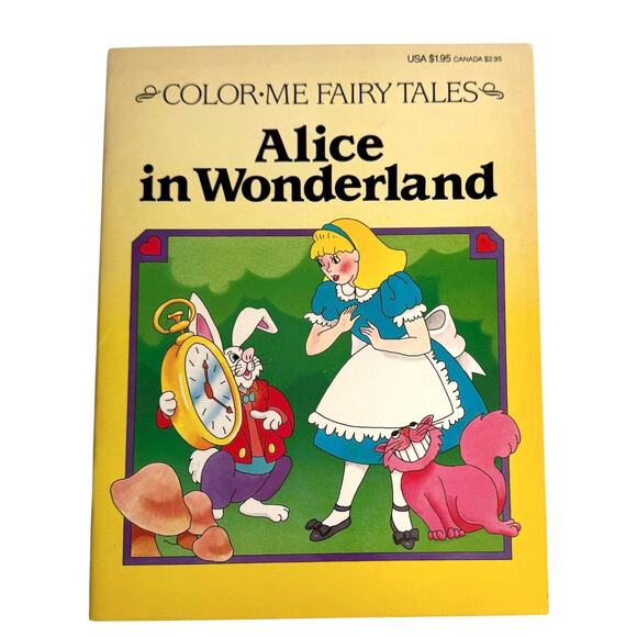 VTG 1991 COLORING BOOK Alice In Wonderland Color Me Fairy Tales USA 10.5” x 8” - Picture 7 of 7